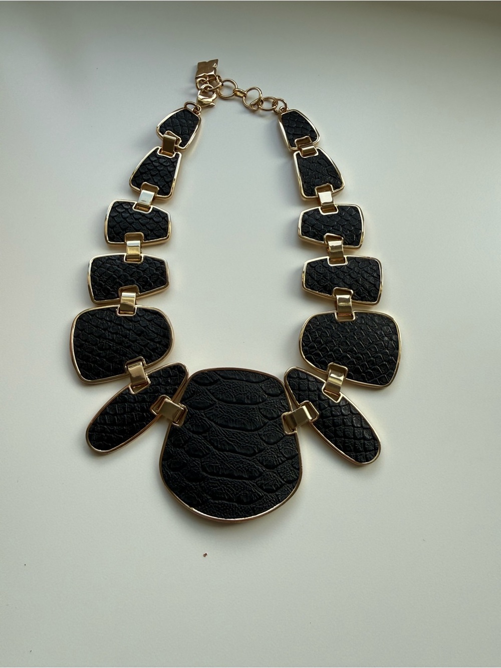 BCBGMaxAzria Black and Gold Textured Statement Necklace